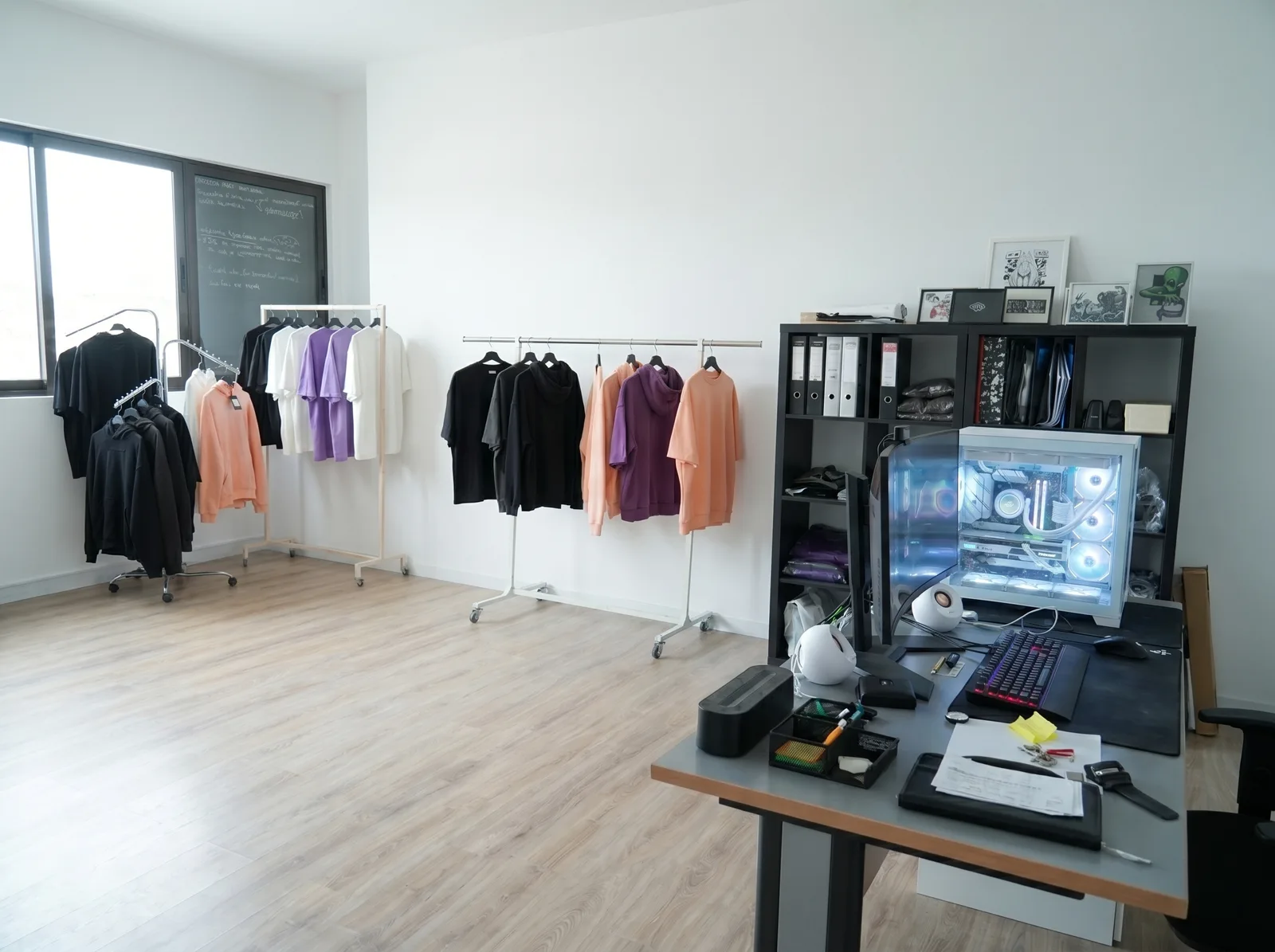Design studio with samples