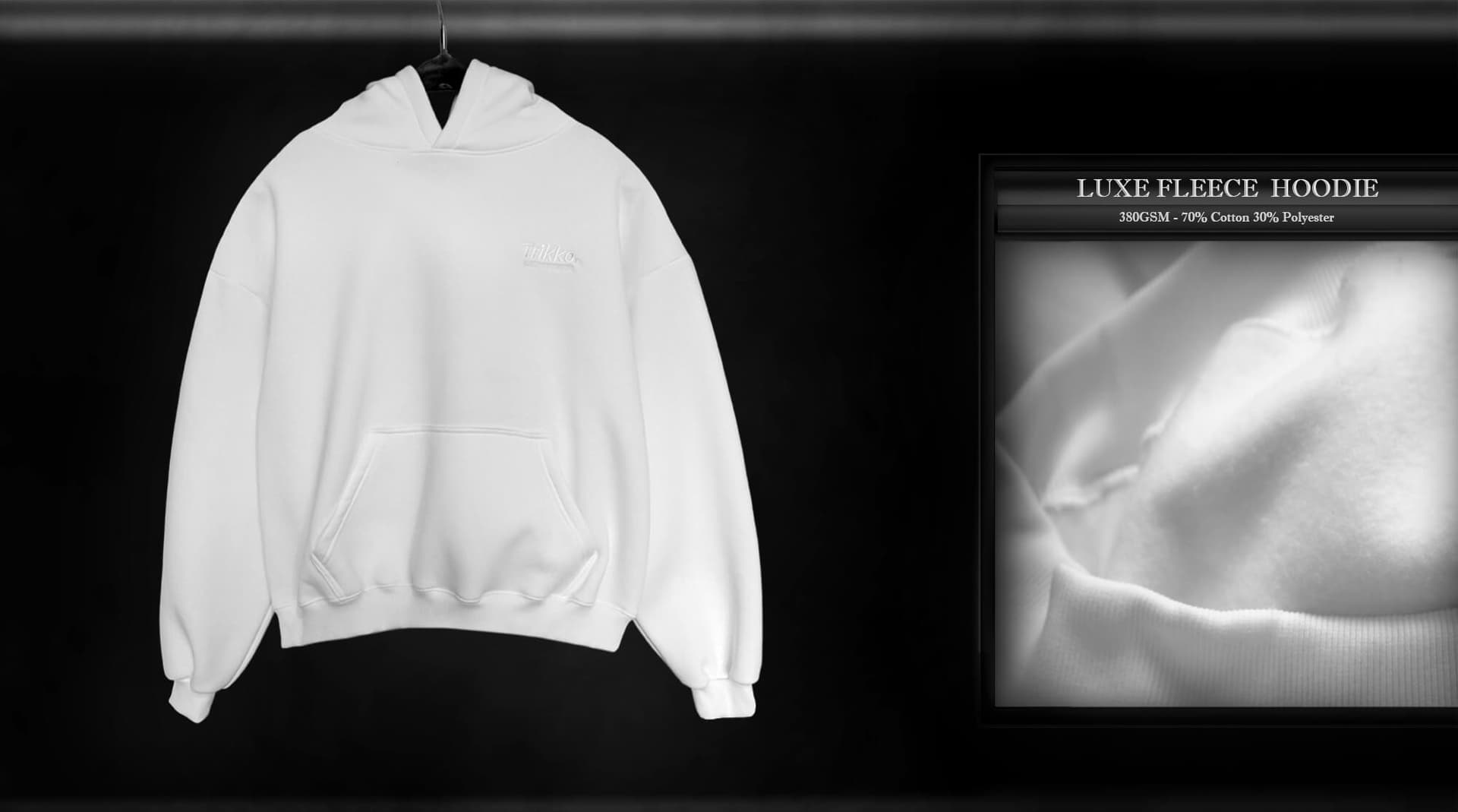 White Cotton custom hoodie in white — low minimum order manufacturing Portugal