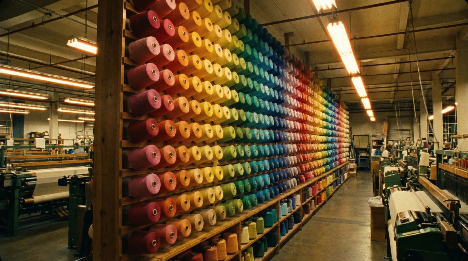 Thread and yarn wall at the White Cotton factory