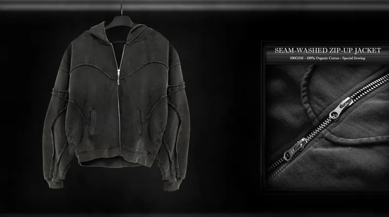 Seam-Washed Zip-Up Jacket